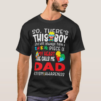 T-shirt Autisme-Ce garçon m'appelle Super Papa Cœur Autism