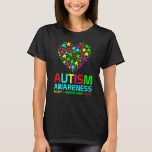 T-shirt Autisme Cœur de puzzle Amour Accepter Comprendre A