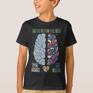 T-shirt Autisme Coeur génial Autiste Cerveau coloré
