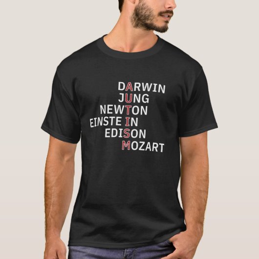 T-shirt Autisme Darwin Jung Newton Einste À Edison Mozart (Devant)