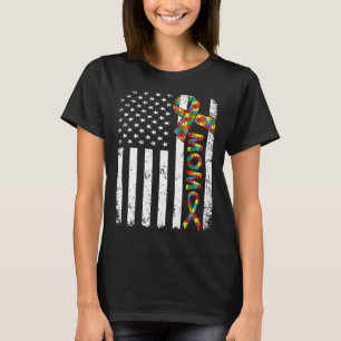 T-shirt Autisme désespéré Maman Américain Drapeau Famille