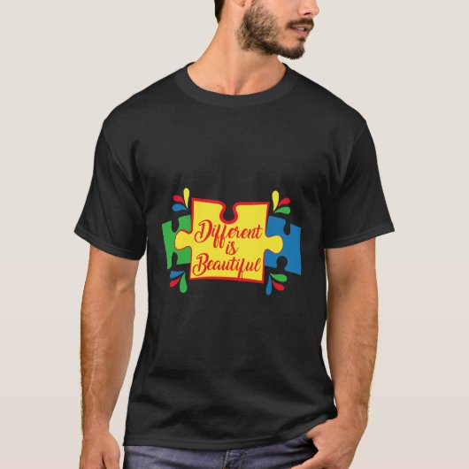 T-shirt Autisme différent et beau actif (Devant)