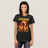 T-shirt Autisme Drôle Cringe Dur Skeleton Mème Flames (Devant entier)