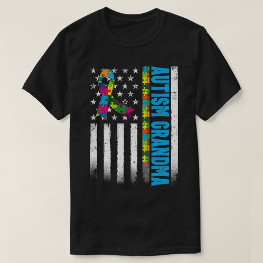 T-shirt Autisme du drapeau américain rétro Autisme Grandma (Design devant)