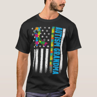 T-shirt Autisme du drapeau américain rétro Autisme Grandma