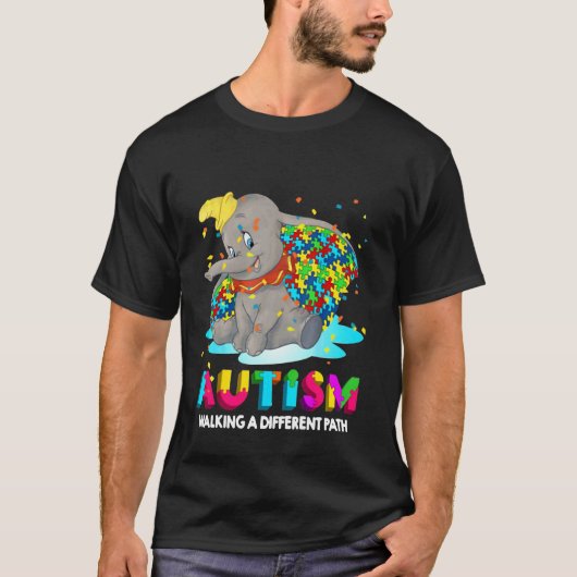 T-shirt Autisme Eléphant Dumbo Autisme Marchant Un Différe (Devant)