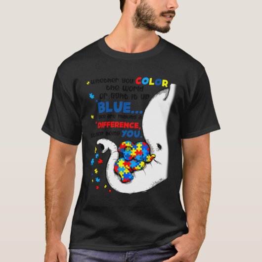T-shirt Autisme Eléphant Maman Différence d'éléphant Alors (Devant)