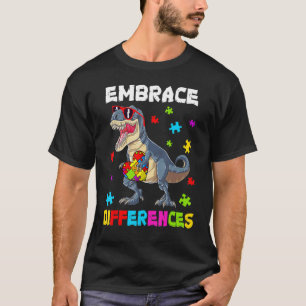 T-shirt Autisme Embrasser les différences Dinosaur Rex Enf