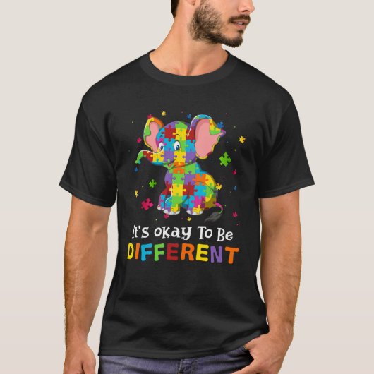 T-shirt Autisme Embrasser les différences Éléphant Puzzle (Devant)