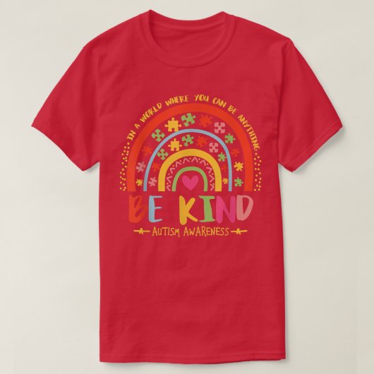 T-shirt Autisme Fils Enfant Fille Maman Be Kind Rainbow 32 (Design devant)