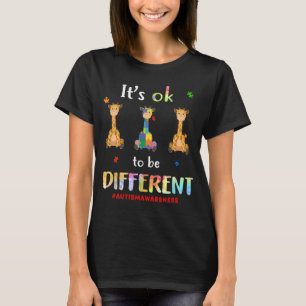 T-shirt Autisme Giraffe Ok Pour Être Différentes Sensibili