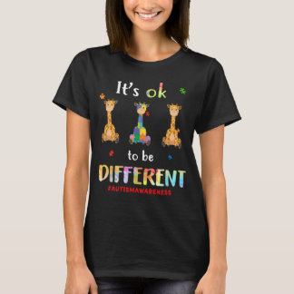 T-shirt Autisme Giraffe Ok Pour Être Différentes Sensibili