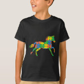 T-shirt Autisme Horse Handicap Mois Sensibiliser (Devant)