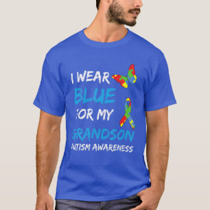 T-shirt Autisme Je Porte Du Bleu Pour Mon Grand-Fils Sensi