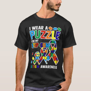 T-shirt Autisme - Je Porte Un Puzzle Pour Mon Beau-Fils Au