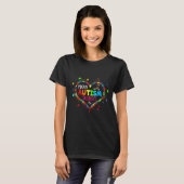 T-shirt Autisme joyeux Papa Coeur Puzzle Autisme Award (Devant entier)