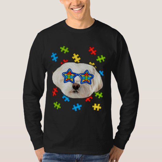 T-shirt Autisme maltais mignon Puzzle Lunettes de soleil C (Devant)