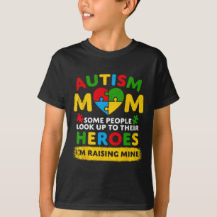 T-shirt Autisme Maman Élever Héros Super Messy Bun Autisme