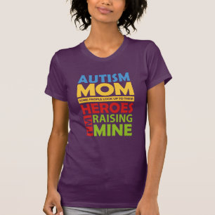 T-shirt Autisme Maman Élever Mon Héros Anniversaire Nouvea