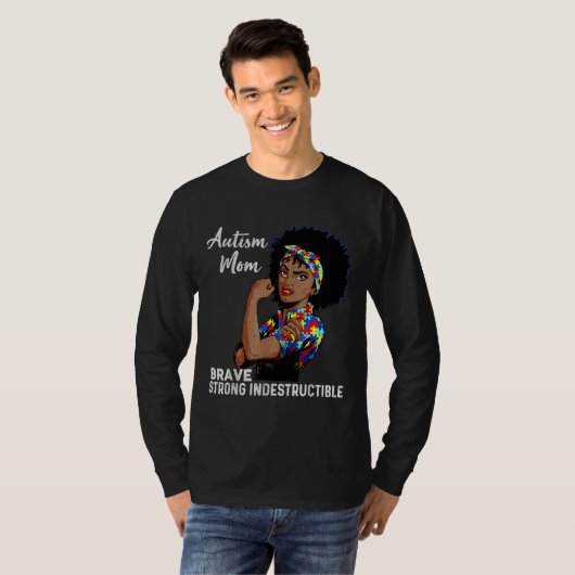 T-shirt Autisme Maman Indestructible Sensibilisation sur l (Devant entier)