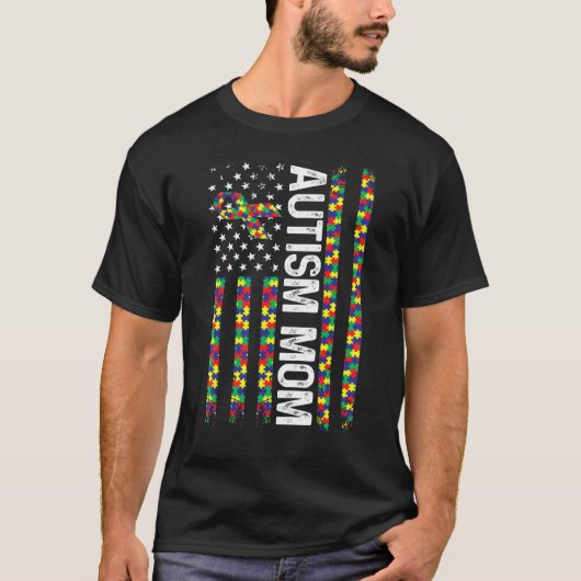 T-shirt Autisme Maman Sensibilisation sur l'autisme Drapea (Devant)