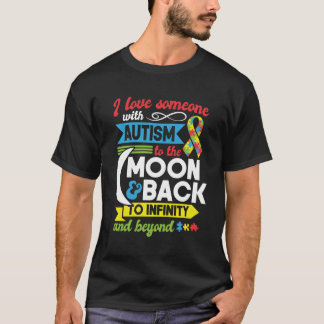 T-shirt Autisme Maman Soeur Grand-mère J'Aime Quelqu'Un Av