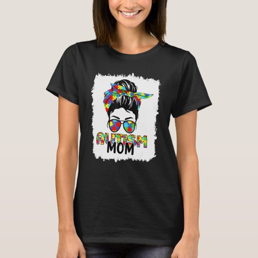 T-shirt Autisme Maman Vie Messager Lunettes de soleil Band (Devant)