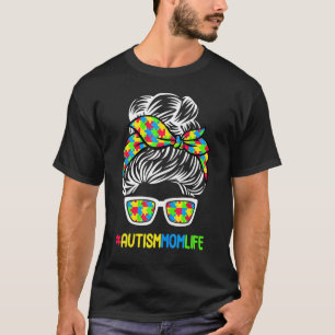T-shirt Autisme Maman Vie Sensibilisation Messager Bun Puz