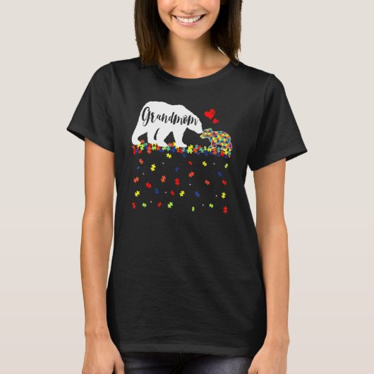 T-shirt Autisme mignon Grand-mère Ours Sensibilisation sur (Devant)