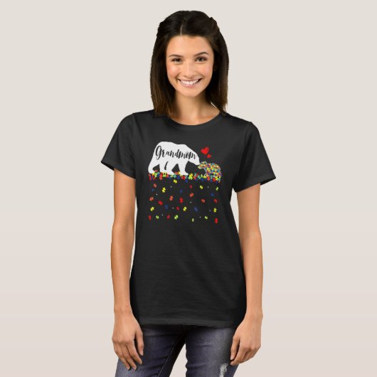 T-shirt Autisme mignon Grand-mère Ours Sensibilisation sur (Devant entier)