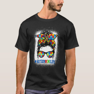 T-shirt Autisme Mimi Vie Chignon En Désordre Soutien Pour