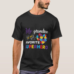T-shirt Autisme-Mon Petit-Fils Est Mon Super-Héros Préféré