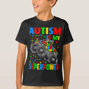 T-shirt Autisme Mon Superpouvoir Monster Truck Enfants Gar