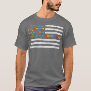 T-shirt Autisme Papa Américain Drapeau Autistique Sensibil