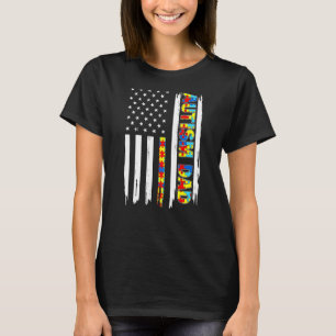 T-shirt Autisme papa dégoûté Drapeau Américain Chemise Pèr