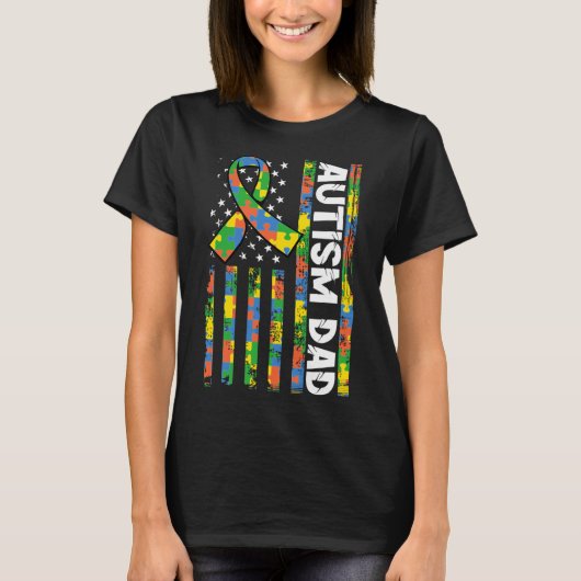 T-shirt Autisme Papa Handicap Mois Handicap (Devant)