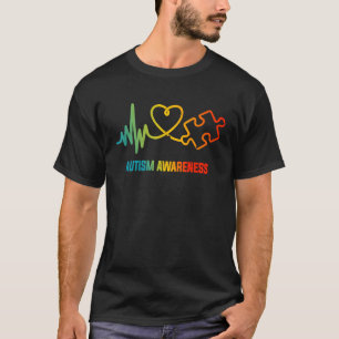 T-shirt Autisme Puzzle Pièce Coeur battement de coeur Sens