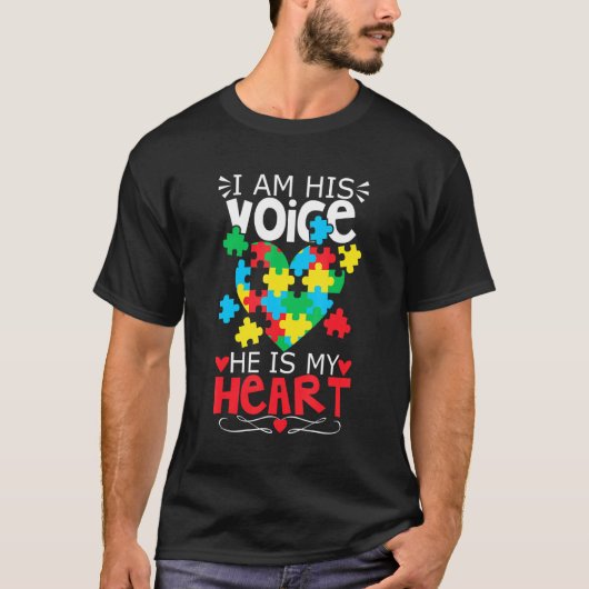 T-shirt Autisme Puzzle Pièce Coeur Je suis sa voix Femmes  (Devant)