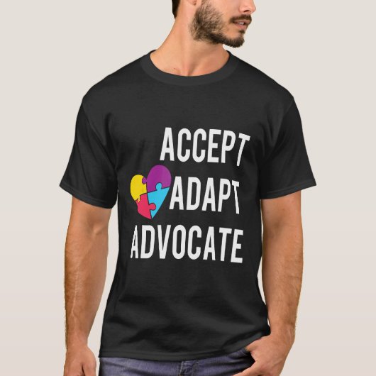 T-shirt Autisme-Sensibilisation à l'autisme Accepter Adapt (Devant)