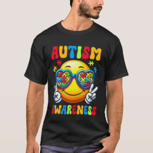 T-shirt Autisme Sensibilisation Groovy Sourire Visage Paix