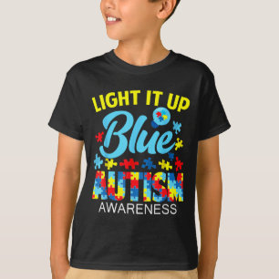 T-shirt Autisme sensibilisation lumière allume bleu puzzle