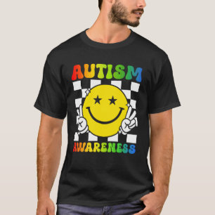 T-shirt Autisme Sensibilisation Paix Sourire Visage Puzzle