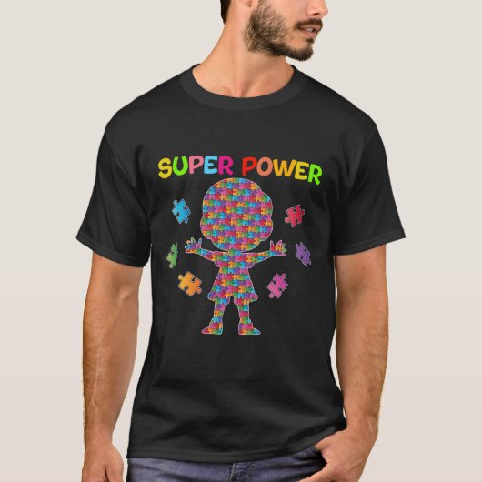 T-shirt Autisme, super puissance (Devant)