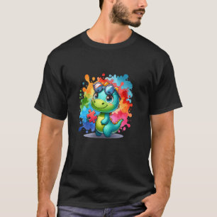 T-shirt Autisme T-Rex Dinosaure Éclaboussure Sensibilisati