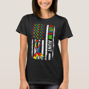 T-shirt Autisme Tante American Flag Sensibilisation sur l'