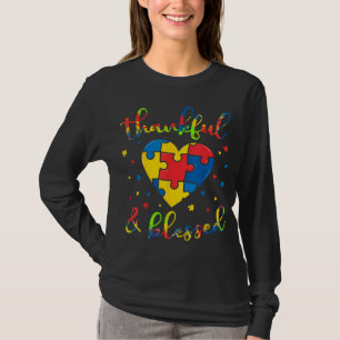 T-shirt Autisme Thanksgiving Thankful Blessé Maman Papa Ca