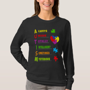 T-shirt Autisme Toujours Unique Totalement Intelligent Par