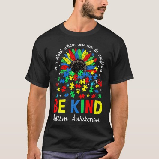 T-shirt Autisme Tournesol Puzzle Be Kind Sensibilisation s (Devant)