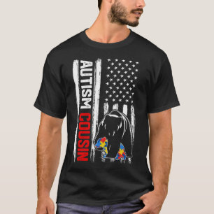 T-shirt Autisme vintage Cousin Ours Drapeau Américain