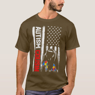 T-shirt Autisme vintage Cousin Ours Drapeau Américain